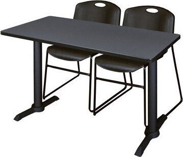 Inbox Zero Neyland Cain T-Base Training Seminar Table & 2 Zeng Stack Chairs