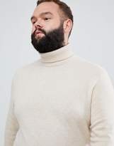 Thumbnail for your product : ASOS DESIGN Plus lambswool roll neck sweater in oatmeal