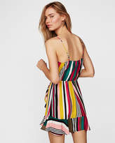 Thumbnail for your product : Express Petite Multi Stripe Ruffle Wrap Cami Dress