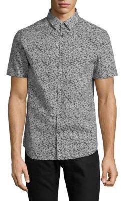 John Varvatos Printed Short-Sleeve Cotton Sport Shirt