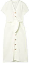 Thumbnail for your product : Veronica Beard Giana Tie-front Linen-blend Midi Dress
