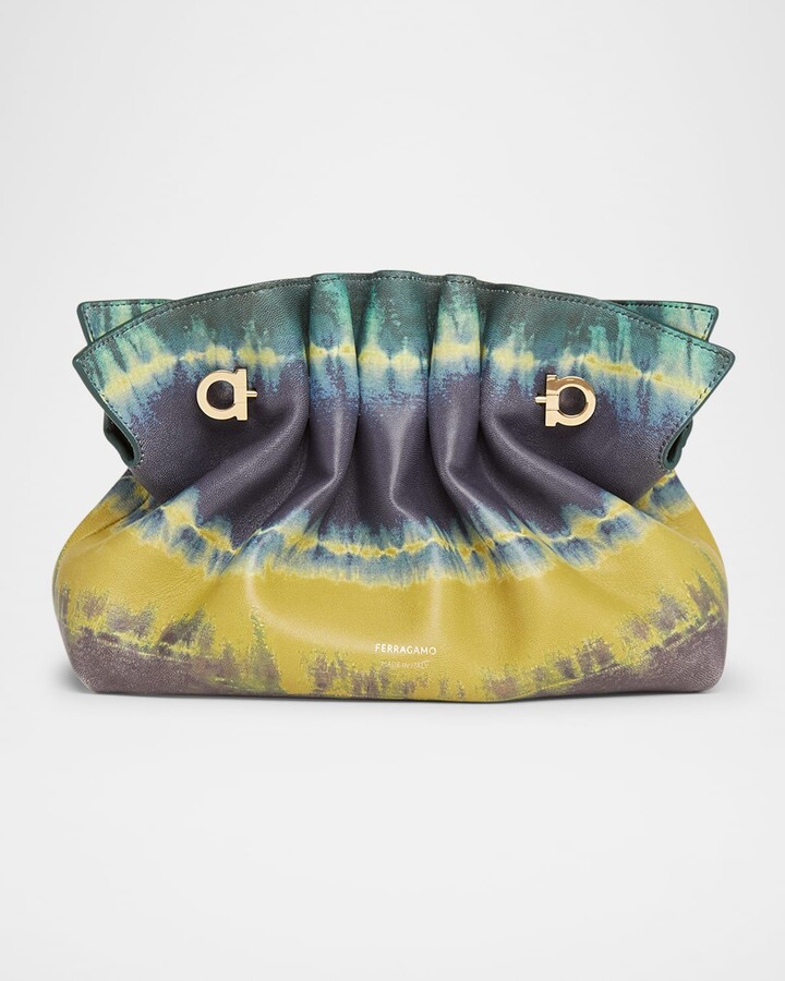Ferragamo Piercing Tie-Dye Printed Leather Shoulder Bag