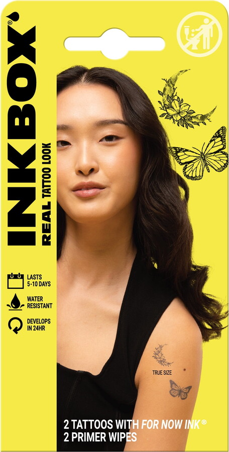 Inkbox Temporary Tattoos, Moonflower Butterfly, 2 Pack