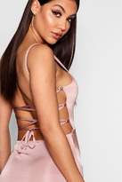 Thumbnail for your product : boohoo Slinky Ruched Strappy Back Bodycon Dress