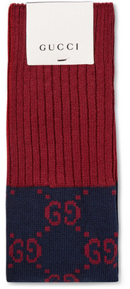 Gucci Monogrammed Jacquard-Knit Stretch Cotton-Blend Socks
