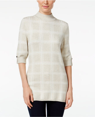 Style&Co. Style & Co. Windowpane Mock-Neck Sweater, Only at Macy's