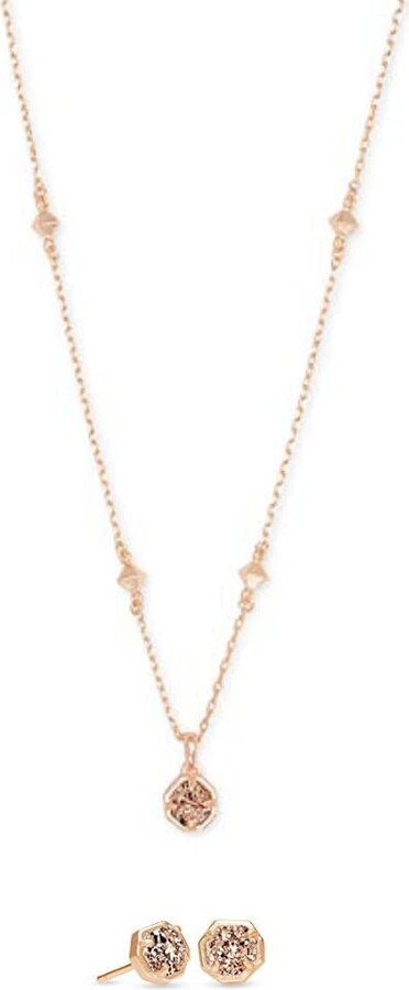 Kendra Scott Nola Rose Gold Pendant Necklace in Rose Gold Drusy | eBay