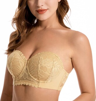 Womens Multiway Strapless Padded Lace Bra Push Up Underwire Halter