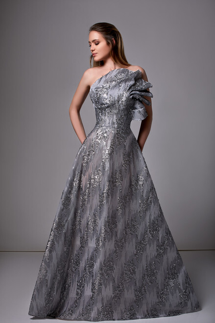 silver long gown design