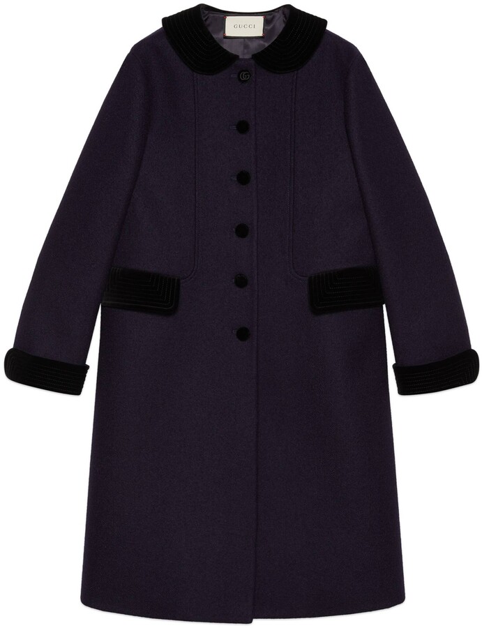 Gucci Wool coat with velvet details - ShopStyle
