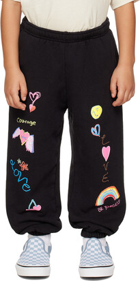 Kids Worldwide SSENSE Exclusive Kids Black All Over Love Print Sweatpants