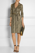 Thumbnail for your product : Diane von Furstenberg Dolores metallic knitted wrap dress