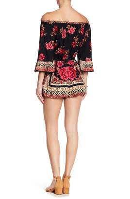 Angie Off-the-Shoulder Bell Sleeve Printed Romper