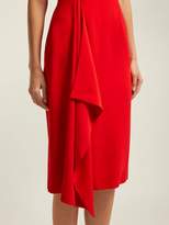 Thumbnail for your product : Alexander McQueen Waterfall Draped Crepe Midi Dress - Womens - Red