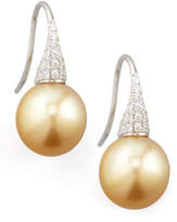 Thumbnail for your product : Eli Jewels Golden South Sea Pearl & Diamond Drop Earrings, 0.44ct