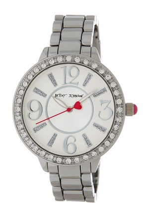 Betsey Johnson Women's Baguette Markets Crystal Accented Bracelet Watch