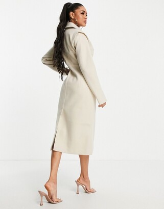 Asyou sculptured longline coat in black Clearance