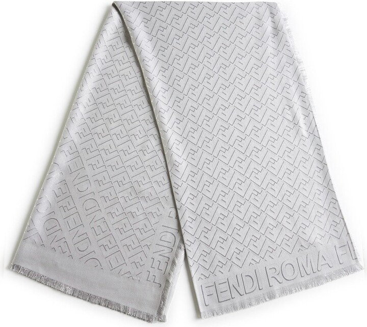 Fendi Mirror FF Logo Jacquard Shawl ShopStyle Scarves Wraps