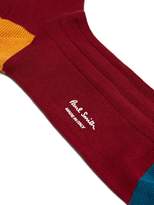 Thumbnail for your product : Paul Smith Colour Block Ribbed Cotton Blend Socks - Mens - Burgundy