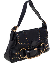 Thumbnail for your product : Gucci Black Lizard and Leather Horsebit Shoulder Bag