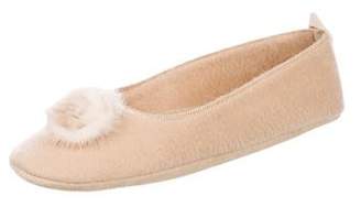 Loro Piana Mink-Embellished Cashmere Slippers w/ Tags