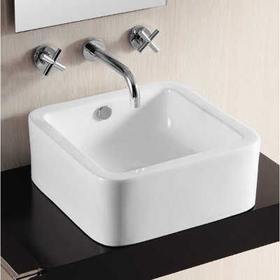 Caracalla Ceramica II Ceramic Square Vessel Bathroom Sink with Overflow