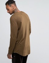 Thumbnail for your product : ASOS Longline Long Sleeve T-Shirt With Curve Hem And Zip