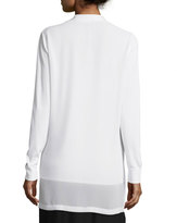Thumbnail for your product : Lafayette 148 New York Silk-Blend Long Cardigan, Ivory