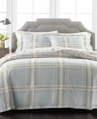 Martha Stewart Collection Percale Gray Plaid Reversible 3-Piece Full/Queen  Comforter Set, Created for Macy's - ShopStyle