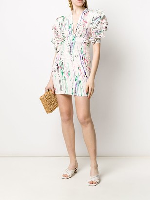 Isabel Marant Abstract-Print Puff-Shoulder Dress