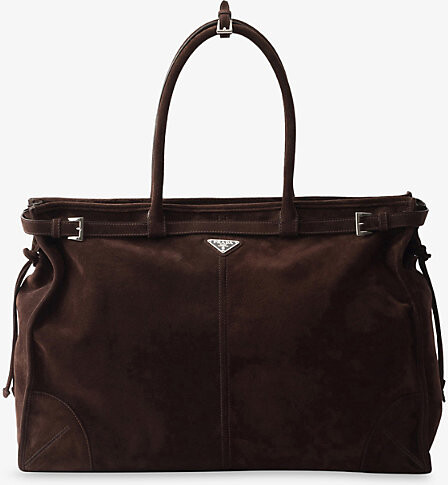 Prada Womens Brown Bonnie Suede Tote Bag 1 Size