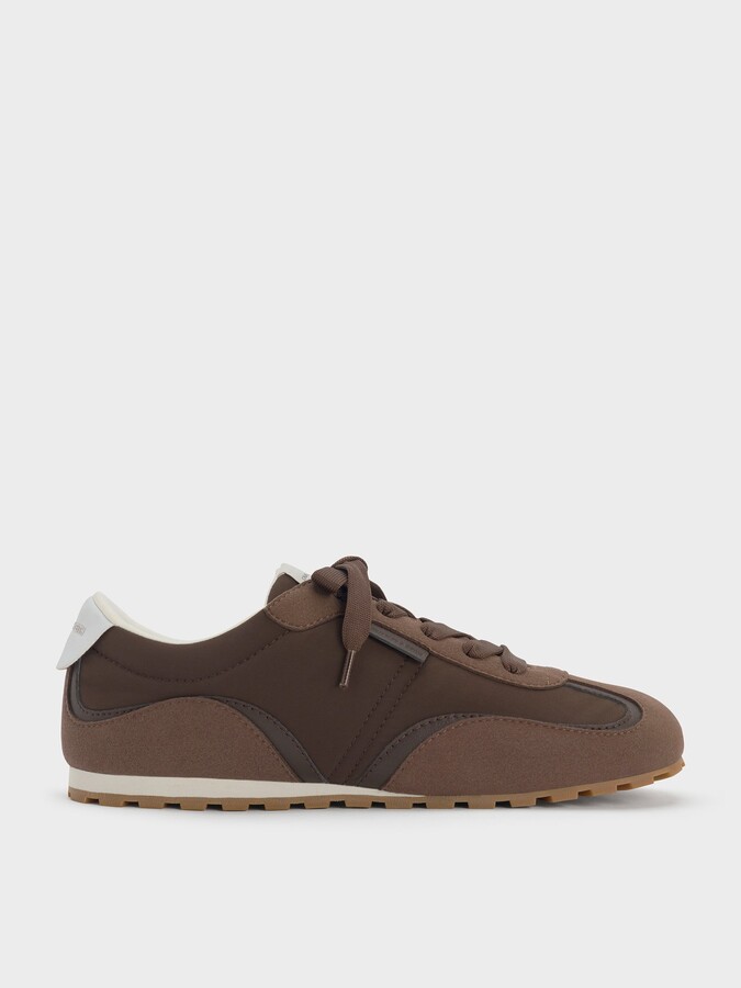 Charles & Keith Nylon Contrast-Panel Lace-Up Sneakers