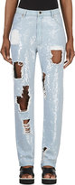 Thumbnail for your product : Ashish Blue Distressed Sequinned Jeans