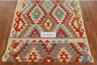 Bungalow Rose Geometric Kilim Oriental Area Rug 3x5