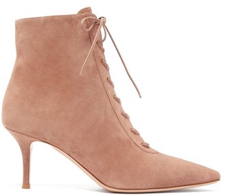 Gianvito Rossi Lace-up 70 Suede Ankle Boots - Nude