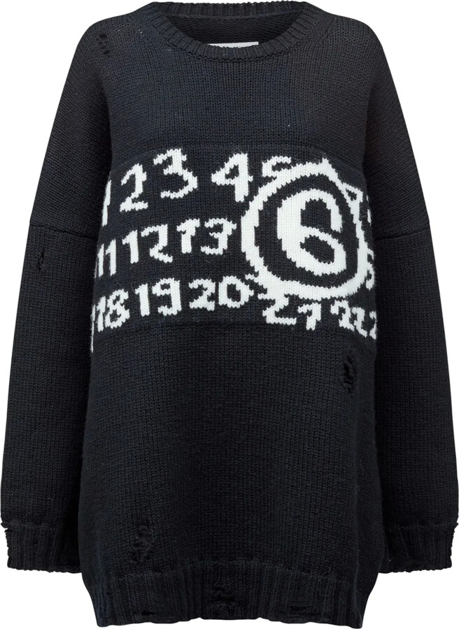 MM6 MAISON MARGIELA Numbers-motif drop-shoulder jumper