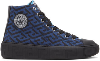 Versace Blue Greca High-Top Sneakers - ShopStyle