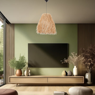 Dakota Fields Adjustable Cable Metal Body Chandelier With Raffia Cap