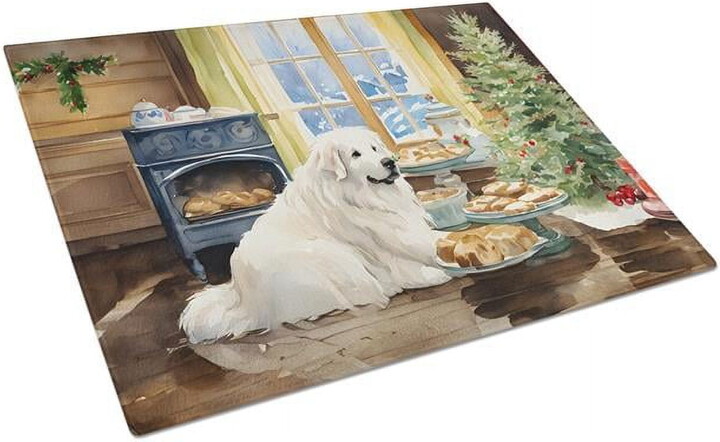 Carolines Treasures DAC3806LCB 15 x 12 in. Unisex Great Pyrenees Christmas Cookies Glass Cutting Board