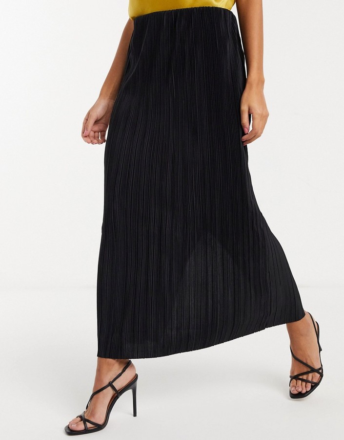 Weekday Wass pleated midi skirt in black - ShopStyle