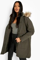 Thumbnail for your product : boohoo Faux Fur Hood Trim Parka Coat
