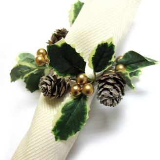 Excell Sparkling Pinecones Napkin Rings (Set of 4)