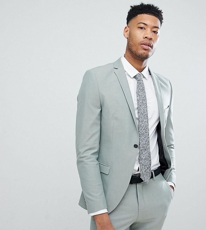 green skinny suit