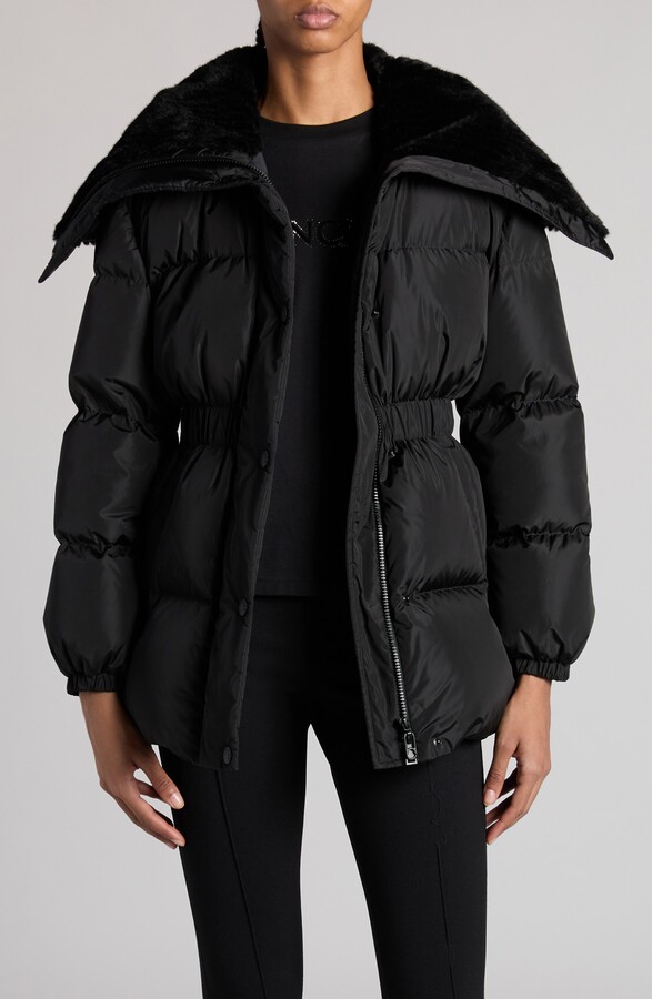 Moncler Brasseurs Down Jacket with Faux Fur Trim