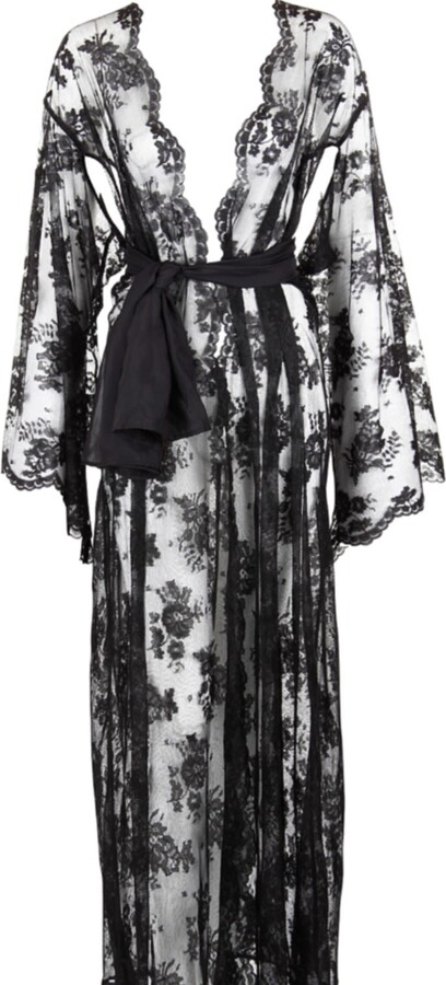 Belle Et Bon Bon Black Kalina Noir Full Length Lace Party Festival Kimono Xl To Xs