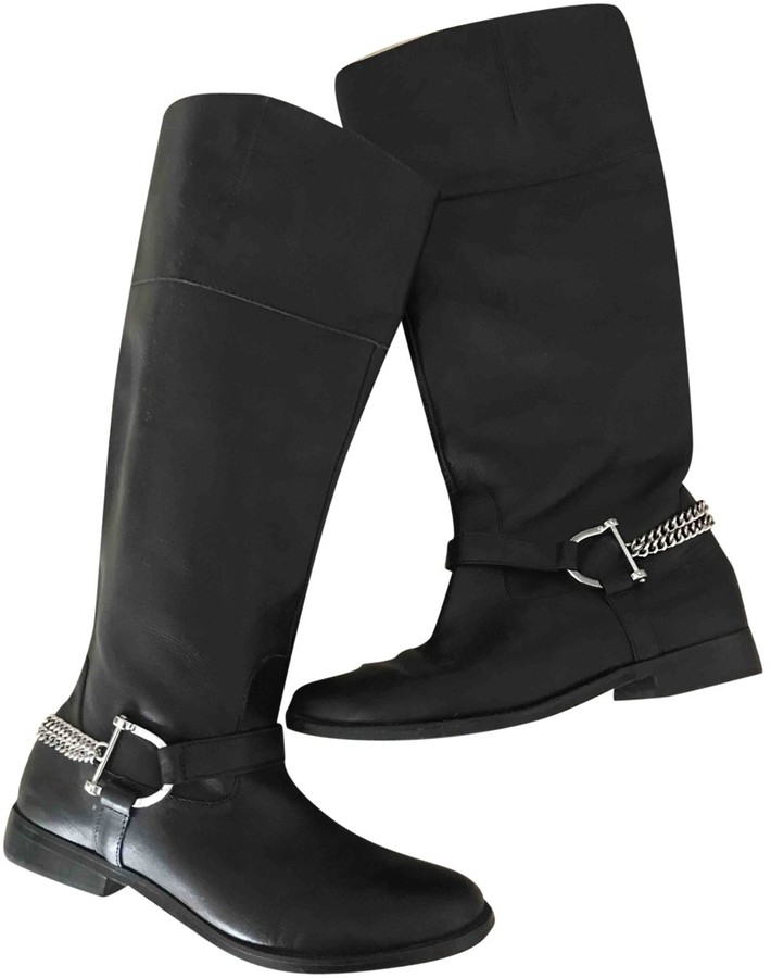 ralph lauren black leather boots