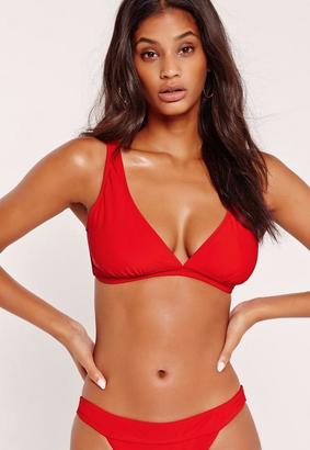 Missguided Mix and Match Sporty Triangle Bikini Top Red