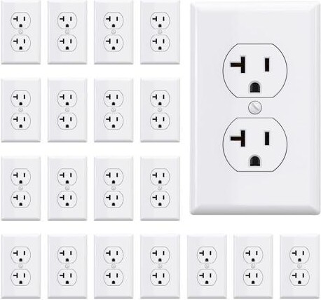 Heightele AIDA 20 Amps Outlets Duplex Electrical Receptacle Outlets, Electrical Outlet, 20Amp 125V Heavy-Duty,Wall Plate Included,Residential, 3-Wire,...