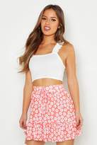 Thumbnail for your product : boohoo Petite Tie Waist Ruffle Skater Skirt