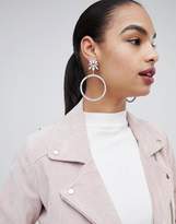 Thumbnail for your product : Missguided large hoop rhinestone earrings in silver